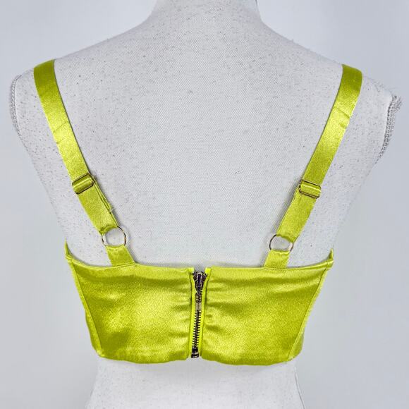 Bronx and Banco Women's Capri Satin Bralette Top XS Lime Green - Picture 7 of 15